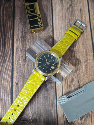 Genuine Crocodile Leather Watch Strap| Round Scales White Stitch | Quick‑Release - Experts Watches Watch Strap
