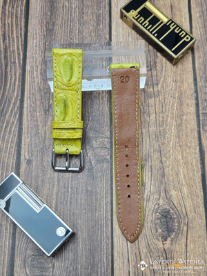 Genuine Crocodile Leather Watch Strap| Round Scales White Stitch | Quick‑Release - Experts Watches Watch Strap