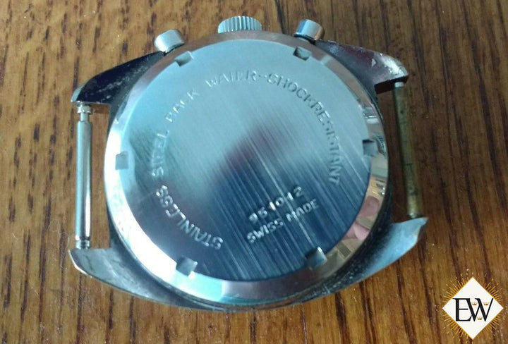 Vintage BWC Military Swiss Chronograph Watch Valjoux 7733 Blue Panda 1 ...