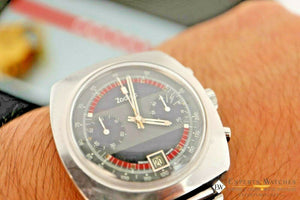 Serviced Vintage Zodiac Chronograph Cushion Watch Valjoux 7734 Poor Man Bracelet - Zodiac Wristwatches