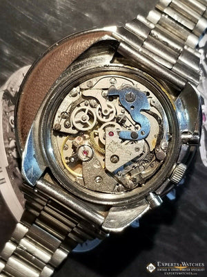 Serviced Vintage Zodiac Chronograph Cushion Watch Valjoux 7734 Poor Man Bracelet - Zodiac Wristwatches