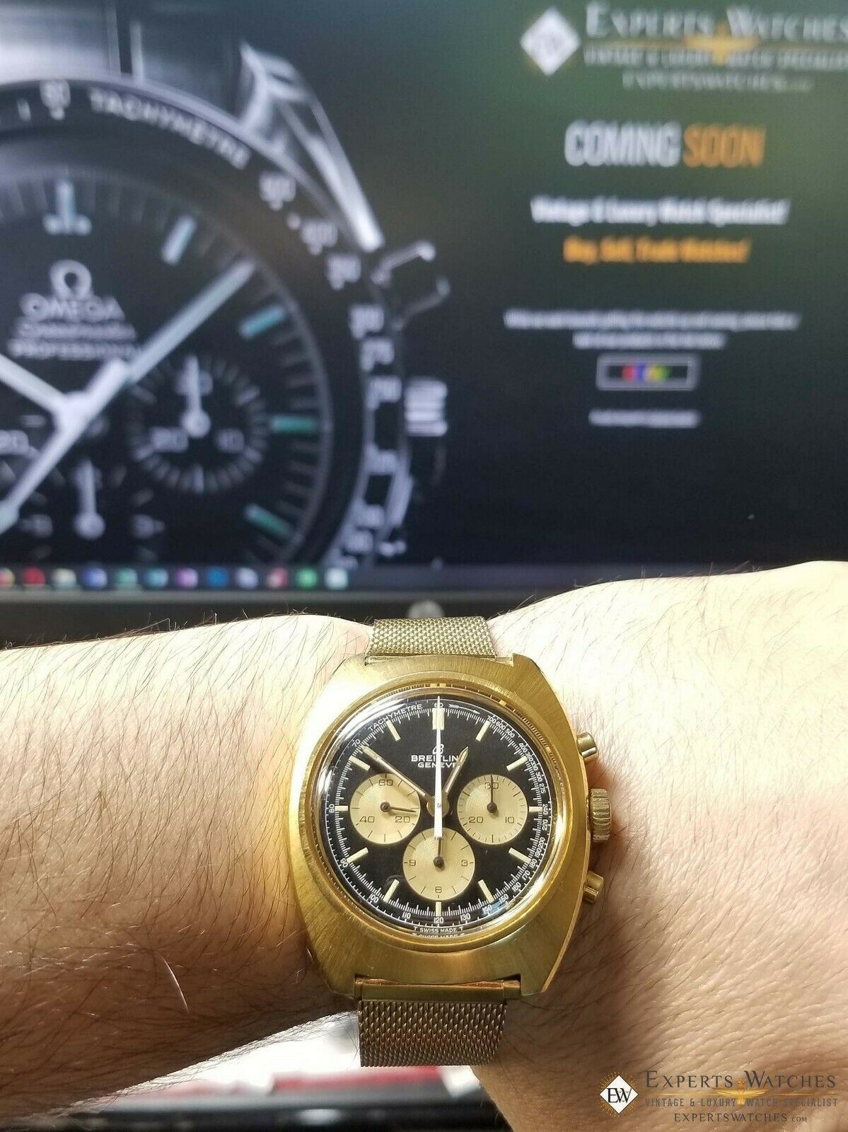 Rare Vintage Breitling 9657 Chronograph 1970's Lemania 1873 Gold