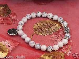 Namaste Jewelr Silver Buddha Head White Howlite Stone Meditation Mala Bracelet - Namaste Jewelry By Experts Retail Bracelets