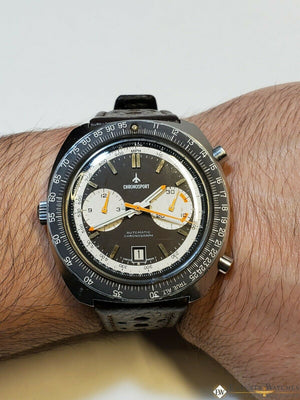 Serviced Vintage ChronoSport Chronograph Automatic Calibre 12 11 Orange Autavias - ChronoSport Wristwatches