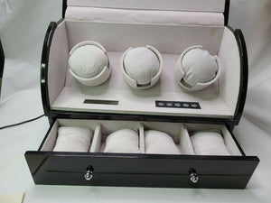 Triple Watch Winder Wood w/LCD Dispaly w/Japanese Motors 3 winder plus 4 Holder