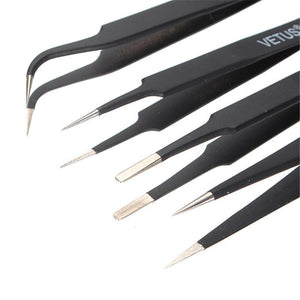 Black Stainless Steel Safe Anti - static Tweezers for Watch Maintenance or Repair - Experts Watches Watch Tools