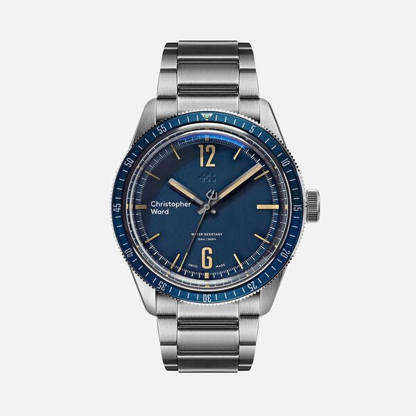 New Christopher Ward C65 Trident Diver Vintage Style Blue Dial Watch 41MM Steel
