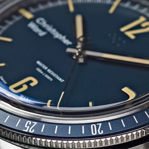 New Christopher Ward C65 Trident Diver Vintage Style Blue Dial Watch 41MM Steel