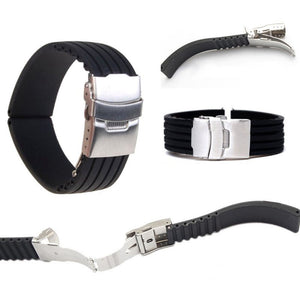 Diving Silicone Rubber Watch Strap With Deployment Buckle 20 MM - Experts Watches Watch Strap