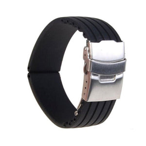 Diving Silicone Rubber Watch Strap With Deployment Buckle 20 MM - Experts Watches Watch Strap