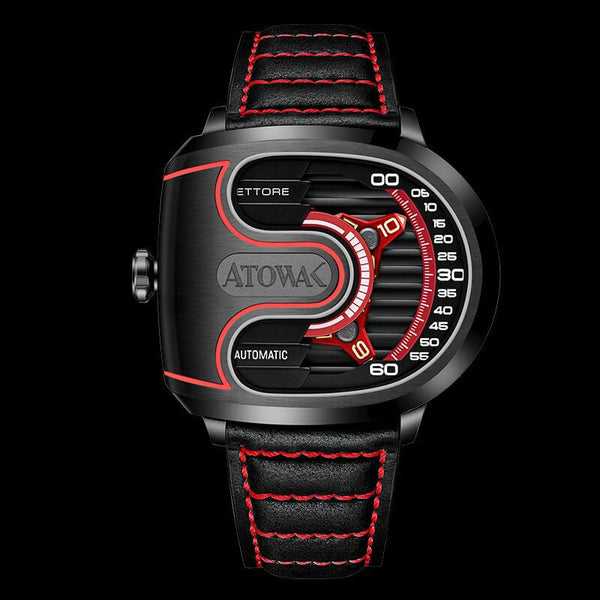 New Limited Edition Atowak Ettore Drift 4-Arm Wandering Hour Black Red Watches