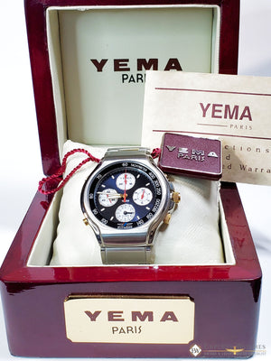 NOS YEMA Seiko FlyGraf Pilot Chronograph Alarm Watch YM063 7T34 Box Paper