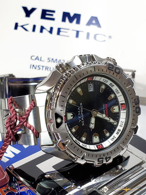 NOS YEMA Seiko SEASPIDER Professional Kenetic Diver Watch YM1711 5M42A Box Paper