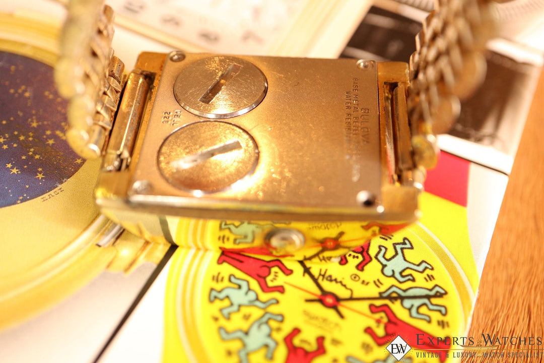 Vintage Rare 1976 Bulova COMPUTRON N7 Red LED Digital Gold Tone Cell ...
