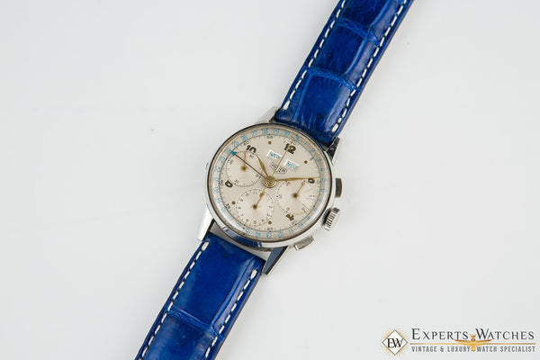 1940's Vintage Heuer 2543 Chronograph Valjoux 72C Triple Date Day Pre-Carrera