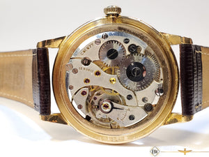 1940's Vintage Cortebert Sport Triple Date Italian Day Moonphase 18k Gold Watch - Cortebert Wristwatches