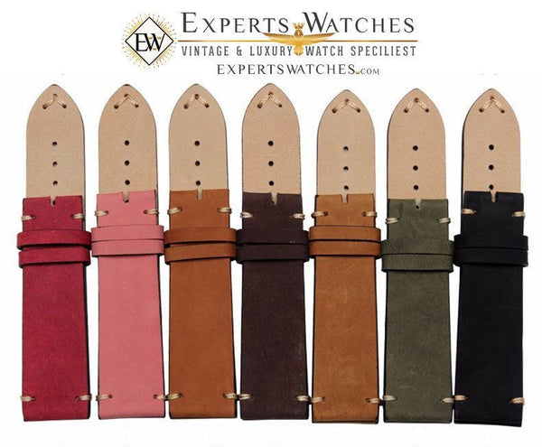 ExpertsWatches Hand Made Premium Leather Stitched Vintage Watch Strap Band 20 mm - Experts Watches