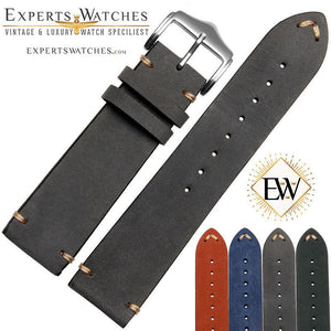 ExpertsWatches Hand Made Premium Leather Stitched Vintage Watch Strap Band 20 mm - Experts Watches