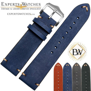 ExpertsWatches Hand Made Premium Leather Stitched Vintage Watch Strap Band 20 mm - Experts Watches