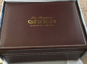 Vintage Gruen Watch Box Luxury Leather Fancy Large Case Collectible Jewelry Hold - Experts Watches - Gruen