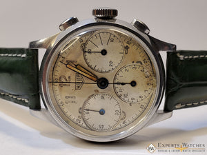 Serviced 1940's Vintage Heuer 345 Big Eye Chronograph Valjoux 71 Pre-Carrera