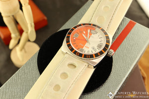 Vintage Style Zodiac V - Sport Swiss Watch ZO2100 GMT AM/PM Orange Silver Dial - Zodiac Wristwatches
