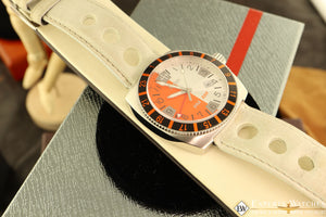 Vintage Style Zodiac V - Sport Swiss Watch ZO2100 GMT AM/PM Orange Silver Dial - Zodiac Wristwatches