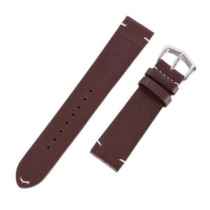 Leather Watch Strap Band Metal Buckle Coffee & Tan 18 MM - Experts Watches Watch Strap