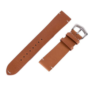 Leather Watch Strap Band Metal Buckle Coffee & Tan 18 MM - Experts Watches Watch Strap