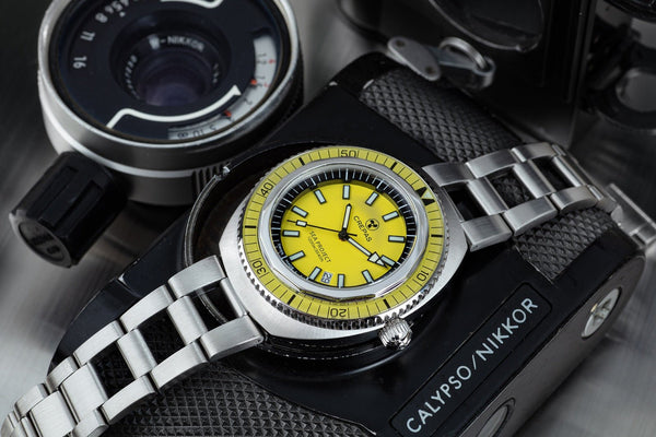 Limited Edition CREPAS SEA PROJECT 1200m iconic Swiss Made Diver Watch Yellow