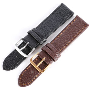 Retro PU Leather Watch Strap Band Metal Buckle Black & Brown 16MM to 22 MM W/Grain - Experts Watches Watch Strap