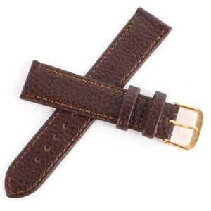 Retro PU Leather Watch Strap Band Metal Buckle Black & Brown 16MM to 22 MM W/Grain - Experts Watches Watch Strap