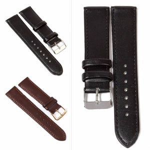 Retro PU Leather Watch Strap Band Metal Buckle Black & Brown 18 MM - Experts Watches Watch Strap
