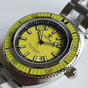 Limited Edition CREPAS SEA PROJECT 1200m iconic Swiss Made Diver Watch Yellow