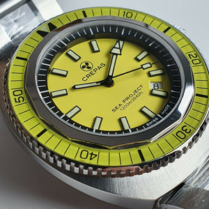 Limited Edition CREPAS SEA PROJECT 1200m iconic Swiss Made Diver Watch Yellow