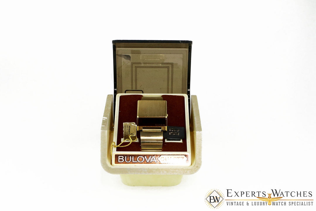 Vintage Rare 1976 Bulova COMPUTRON N7 Red LED Digital Gold Tone Cell 2 ...