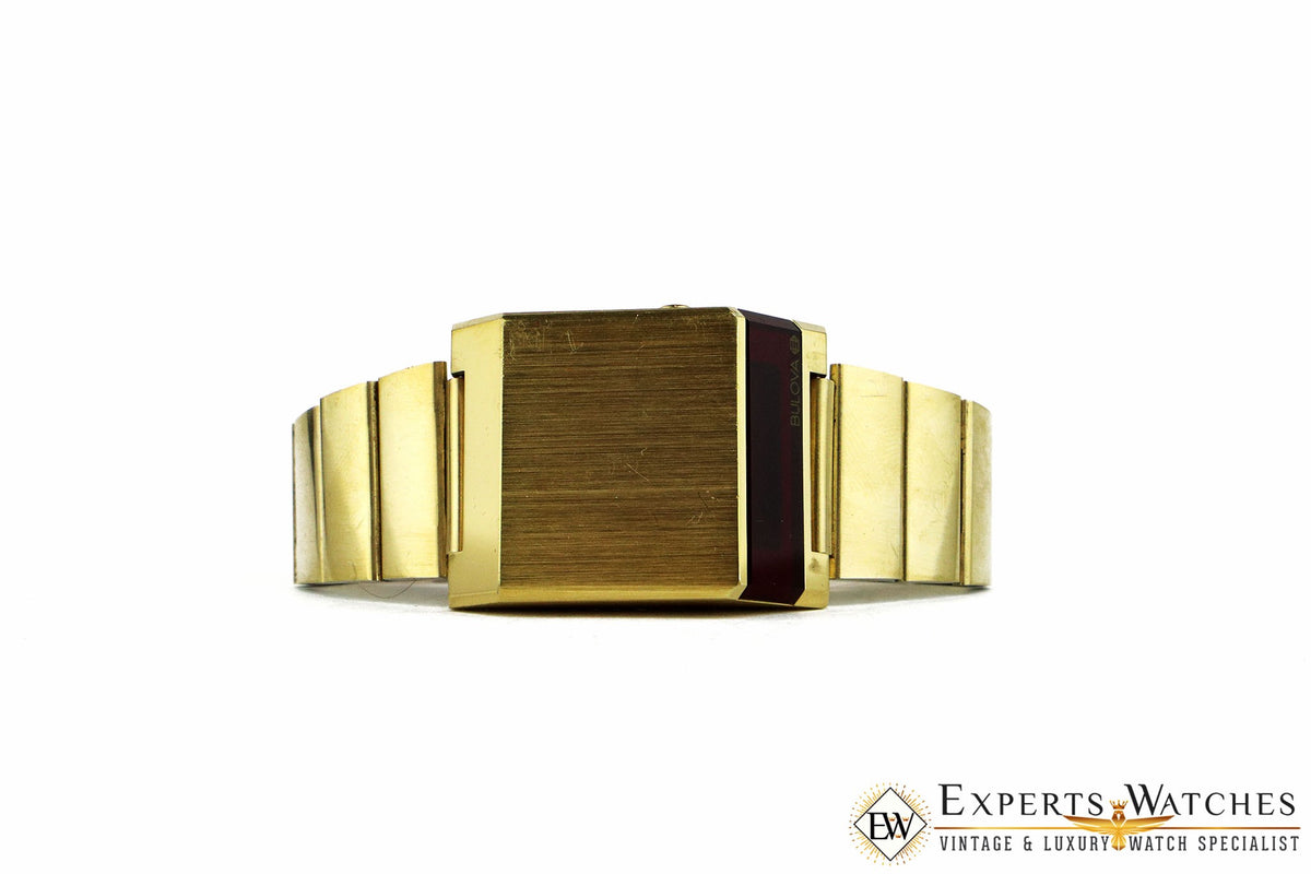 Vintage Rare 1976 Bulova COMPUTRON N7 Red LED Digital Gold Tone Cell ...