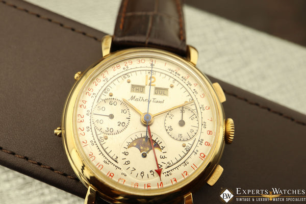 Vintage Serviced 50s Mathey Tissot Chronograph Valjoux 88 Day Date Moo ...