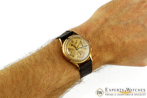 1950s Vintage OFAIR Datora Triple Date Chronograph 18K Gold Valjoux 72c Watch BP - OFAIR Wristwatches